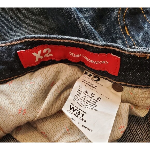 X2 Denim Laboratory Jeans Womens Size 6 Short Flare With Distressed Denim Look - Picture 10 of 11